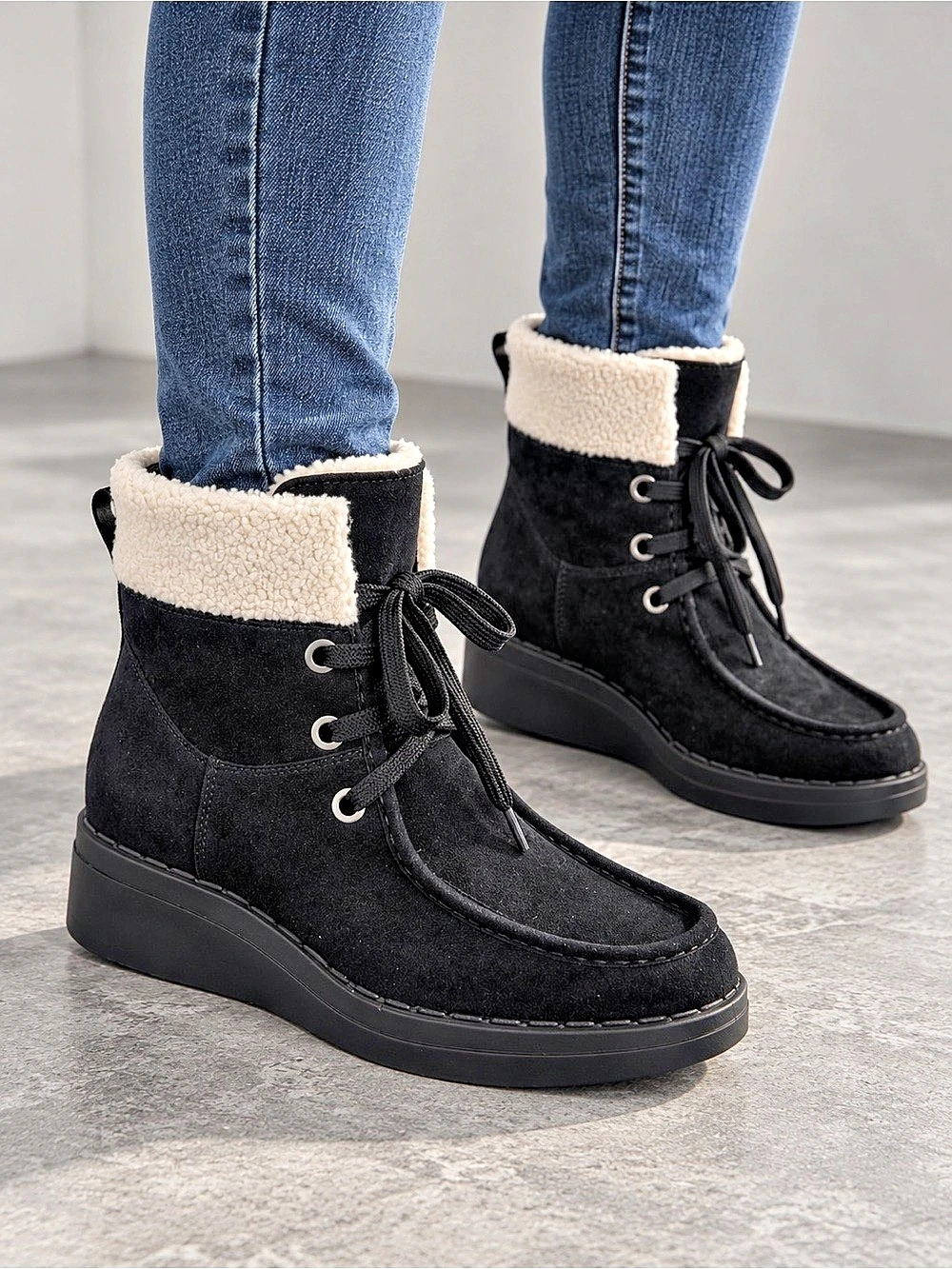 LifeStride boot Faux-Fur Cuff Winter Boots Black US 9.5